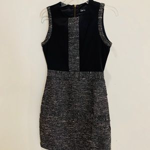 Black and gray silver summer tweed dress